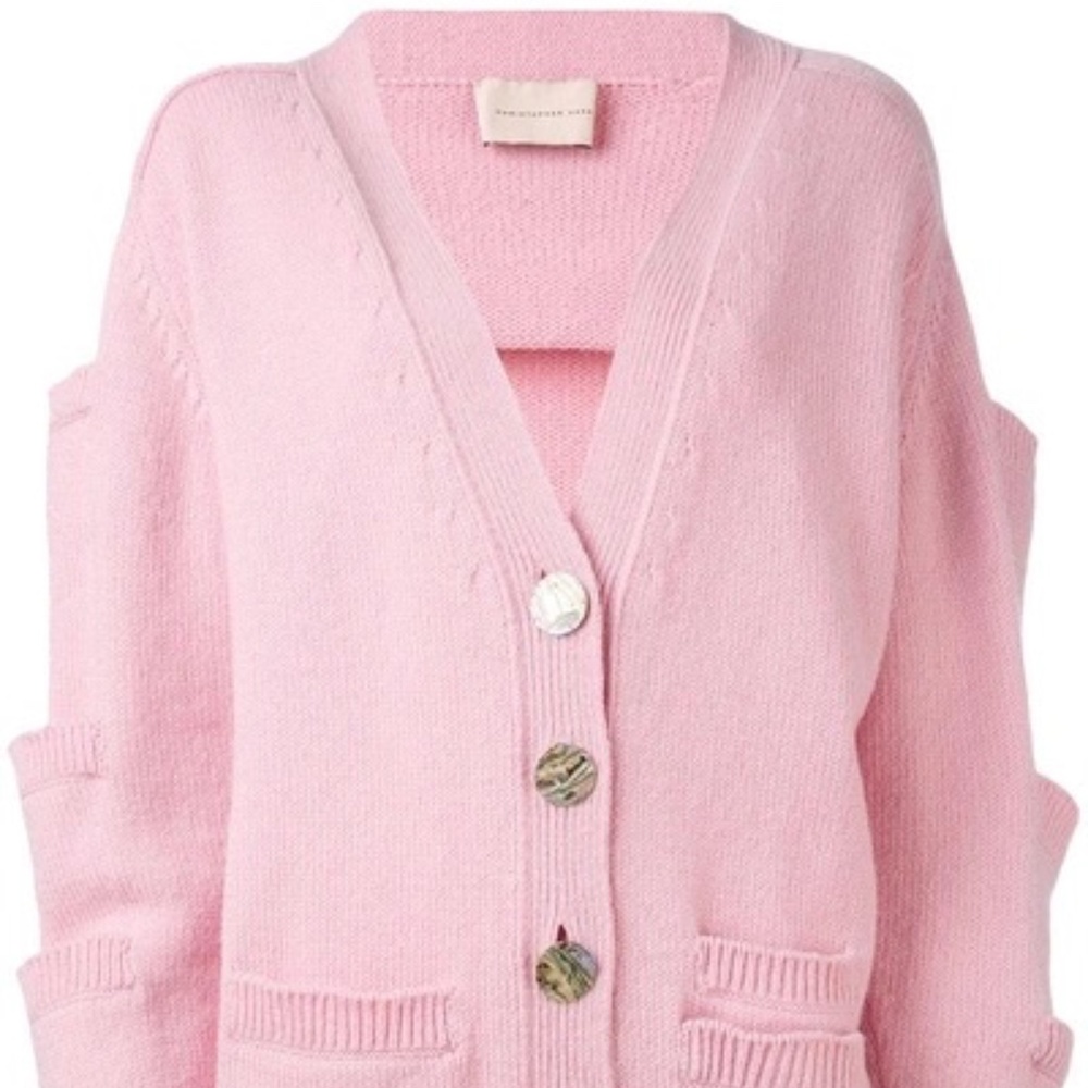 Christopher Kane V Neck Multi Pocket Wool Knit Cardigan